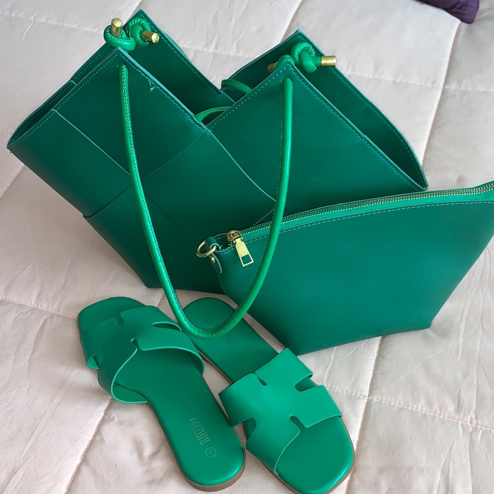 Chic Green Tote Bag Set
